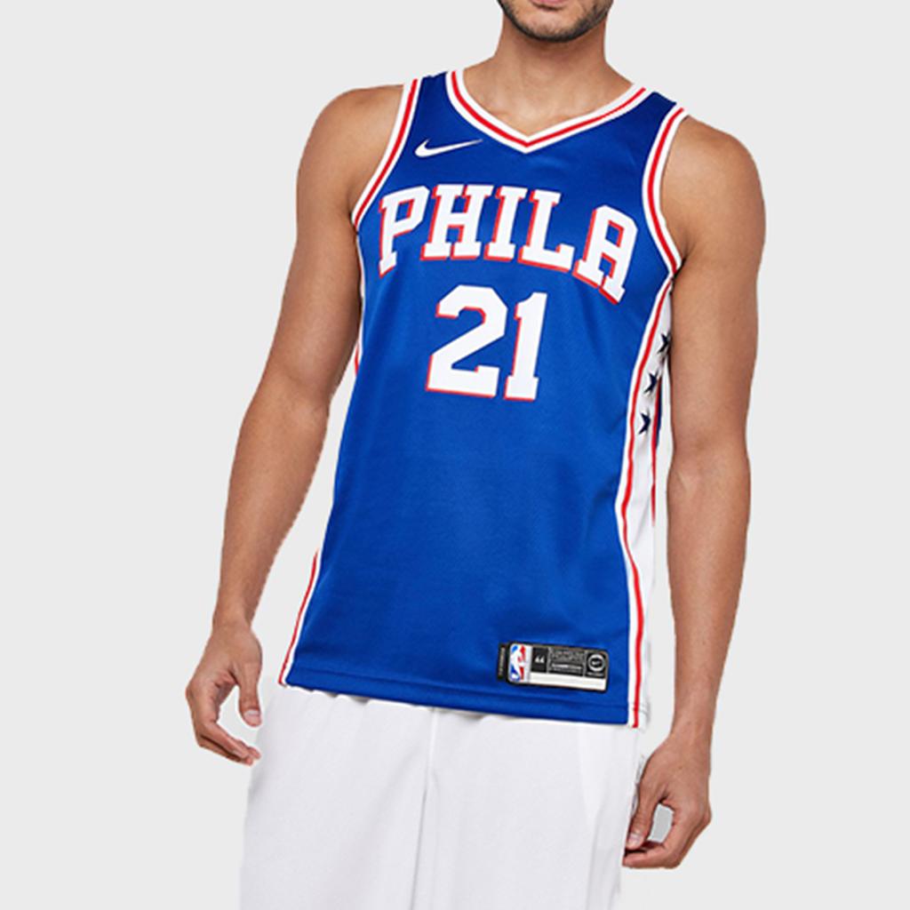 Nike Мужские баскетбольные майки Joel Embiid № 21 Philadelphia 76ers синие CJ7678-498
