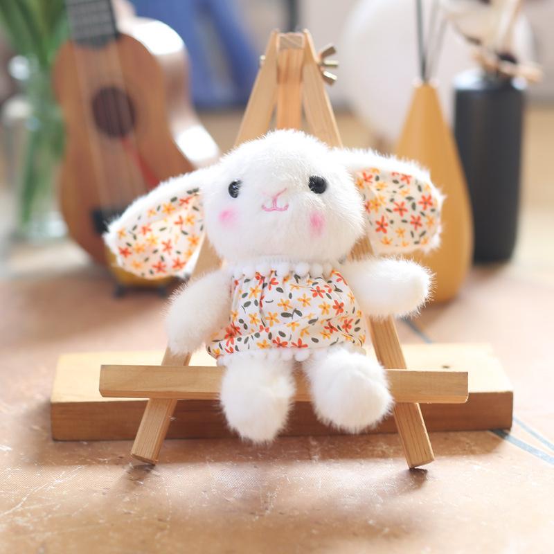 Cute Cute Floral Skirt Rabbit Pendant Plush Toy Doll Rabbit Bag Hanging Keychain Doll
