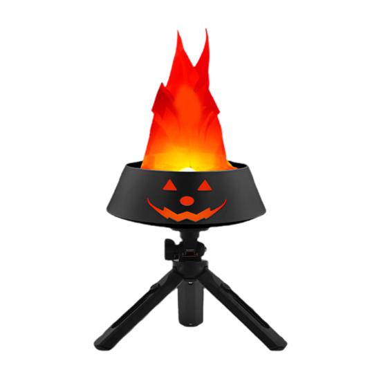 Halloween Flame Light LED Flame Pumpkin Lamp with Tripod Stand for Halloween Indoor Outdoor Decoration