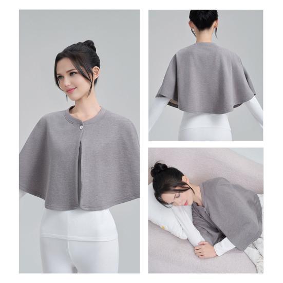 Women Shawl Solid Color Button Closure Autumn Winter Windproof Shawl Hemming Protection Loose Fit Soft Shawl Wrap