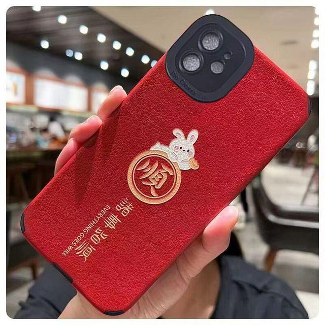 Чехол для Iphone 14 Pro Max 11 13 Mini 12 с милым мультяшным кроликом, китайское слово Lucky, чехол для телефона Iphone Xr Xs X 7 8 Plus 6 Se2020