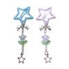 Blue/Purple Star Shape Hairpin for Girls Cute Sweet Style Charm Hair Barrettes with Flower Pendant for Photography
