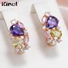 Kinel Purple Zircon Drop Earrings For Women Trendy Jewelry Rose Gold Color Bride Wedding Earrings