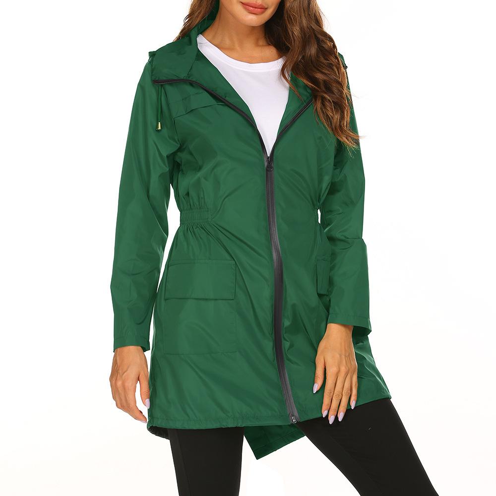 Autumn Winter Women's Jacket with Waist Cinched Hooded Lightweight Suit Windcheaters Jackets