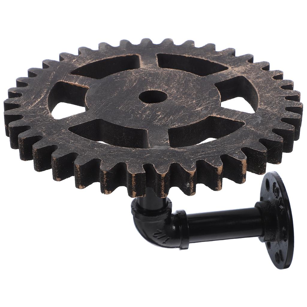 Vintage Industrial Pipe Wall Shelf Steampunk Gear Design Iron Pipe Storage Organizer Rack Rustic Floating Shelves for Living
