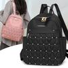 Rhomboid Embroidery Backpack Women's Backpack Large Capacity Water-repellent Travel Backpack