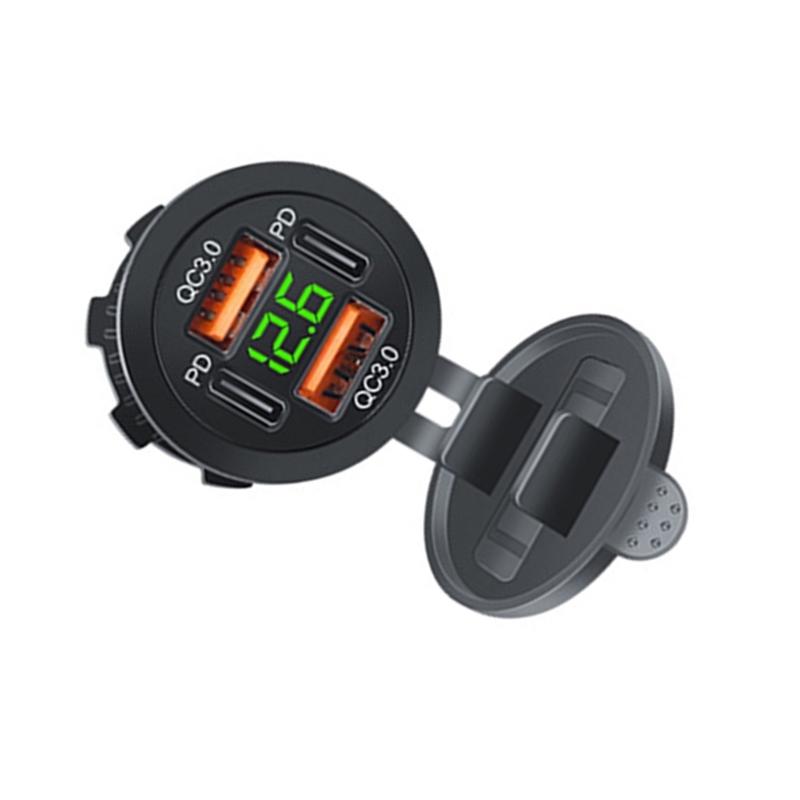 Розетка USB 12В-24В Автомобильная розетка USB для зарядки Двойная QC3.0+Двойная PD Type-C розетка USB-порт для лодок Морской грузовик