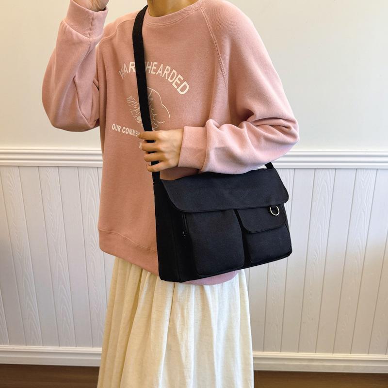 Large Capacity Student Messenger Bag Monochromatic Shoulder Bag Small Square Bag Korean Version Ins New