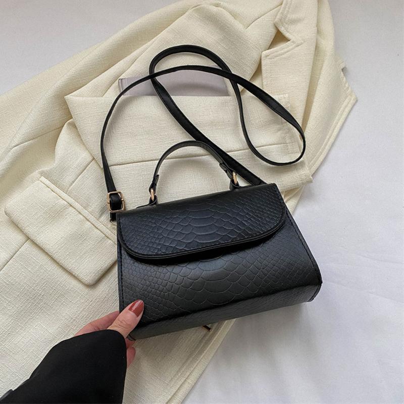 Сплошная цветная сумка через плечо с крокодиловым узором, повседневная сумка для женщин, модная сумка на плечо в корейском стиле, маленькая квадратная сумка