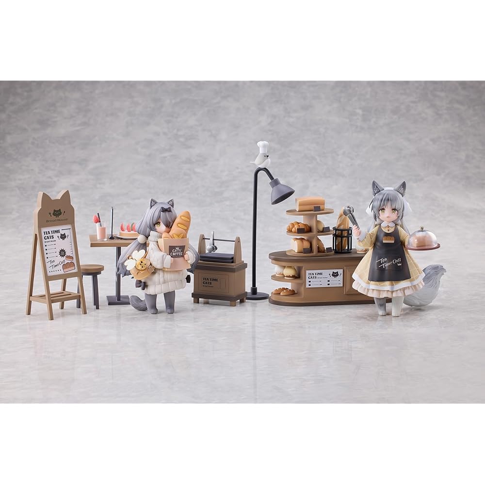 RIBOSE DLC Series "Teatime Cats Scene" Nyan Town "Bakery" Staff & Customer Set, Non-Scale ABS & PVC Painted Complete Figure