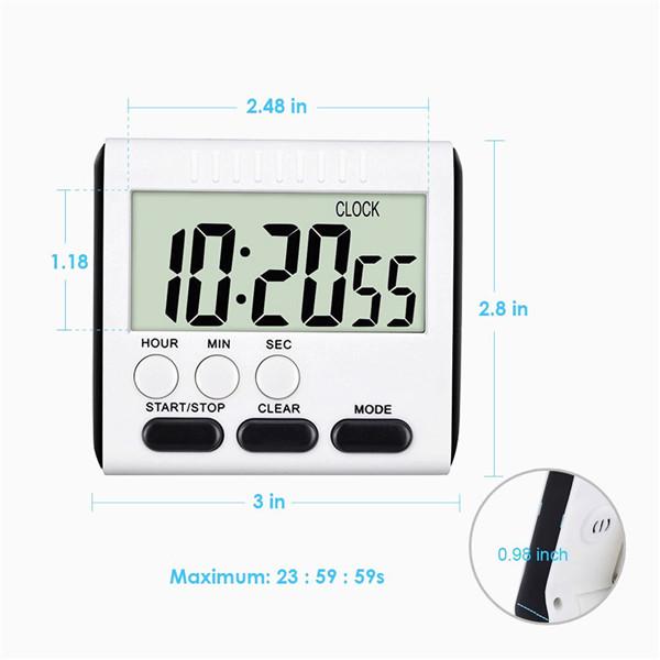 Черный магнитный кухонный таймер обратного отсчета с цифровым ЖК-дисплеем для приготовления пищи и обучения