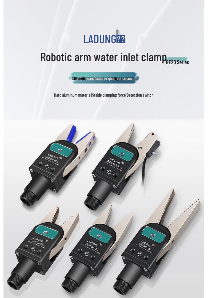 Double-Acting Pneumatic Needle-Nose Gripper GE20B-20 for Robotic Arm and Water Jet Applications