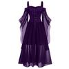 Women Plus Size Cold Shoulder Butterfly Sleeve  Halloween Gothic Dress