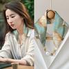 Magnetic Buckle Silk Scarf Women'S Pearl Necklace Lazy Decorative Summer Scarf Neck Decorative Scarf
