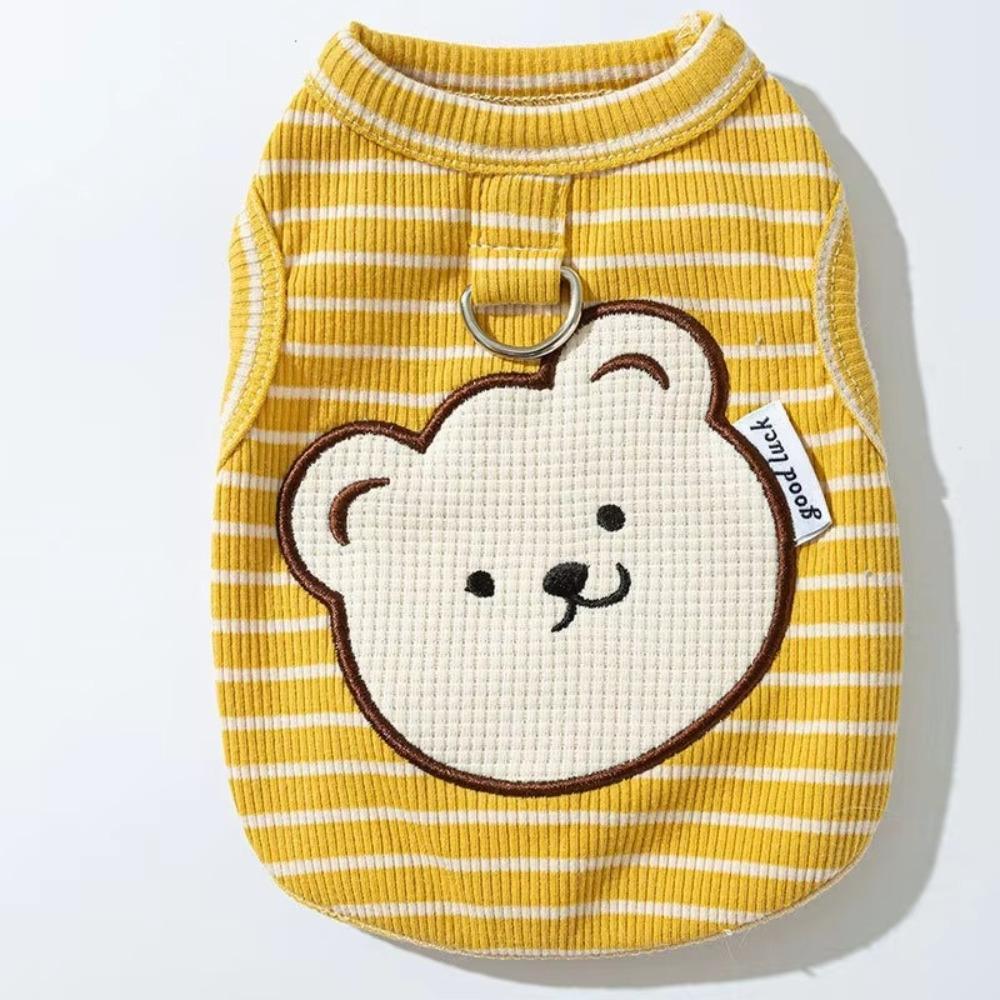 Summer Thin Pet Vest Bear Striped Pet Pullover Creative Dog T-shirt  Four Seasons