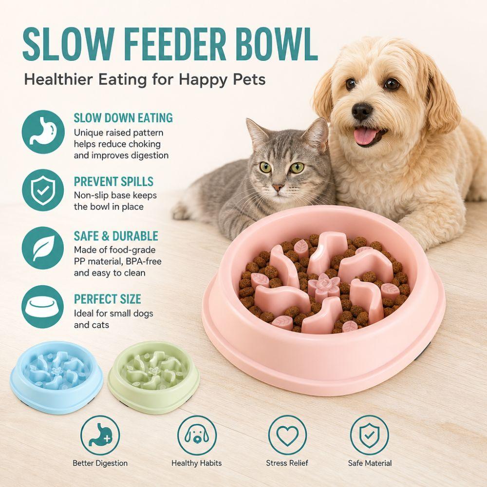 Anti-Tip Pet Food Dish Easy Clean Dog Feeding Dish Practical Slow Feeder Bowl Pet Supplies