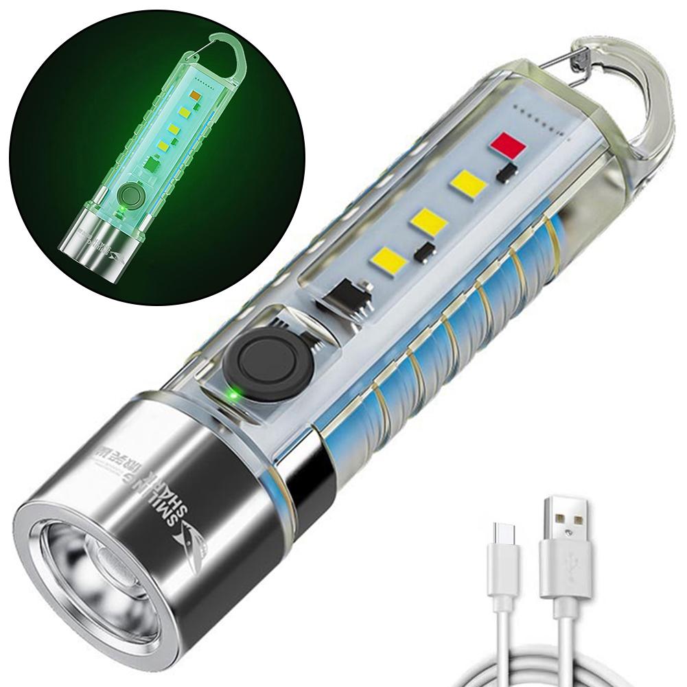 LED SMD Mini Flashlight Rechargeable Pocket Flashlight with Clip Handheld Flashlight Luminous for Camping Hiking Emergency