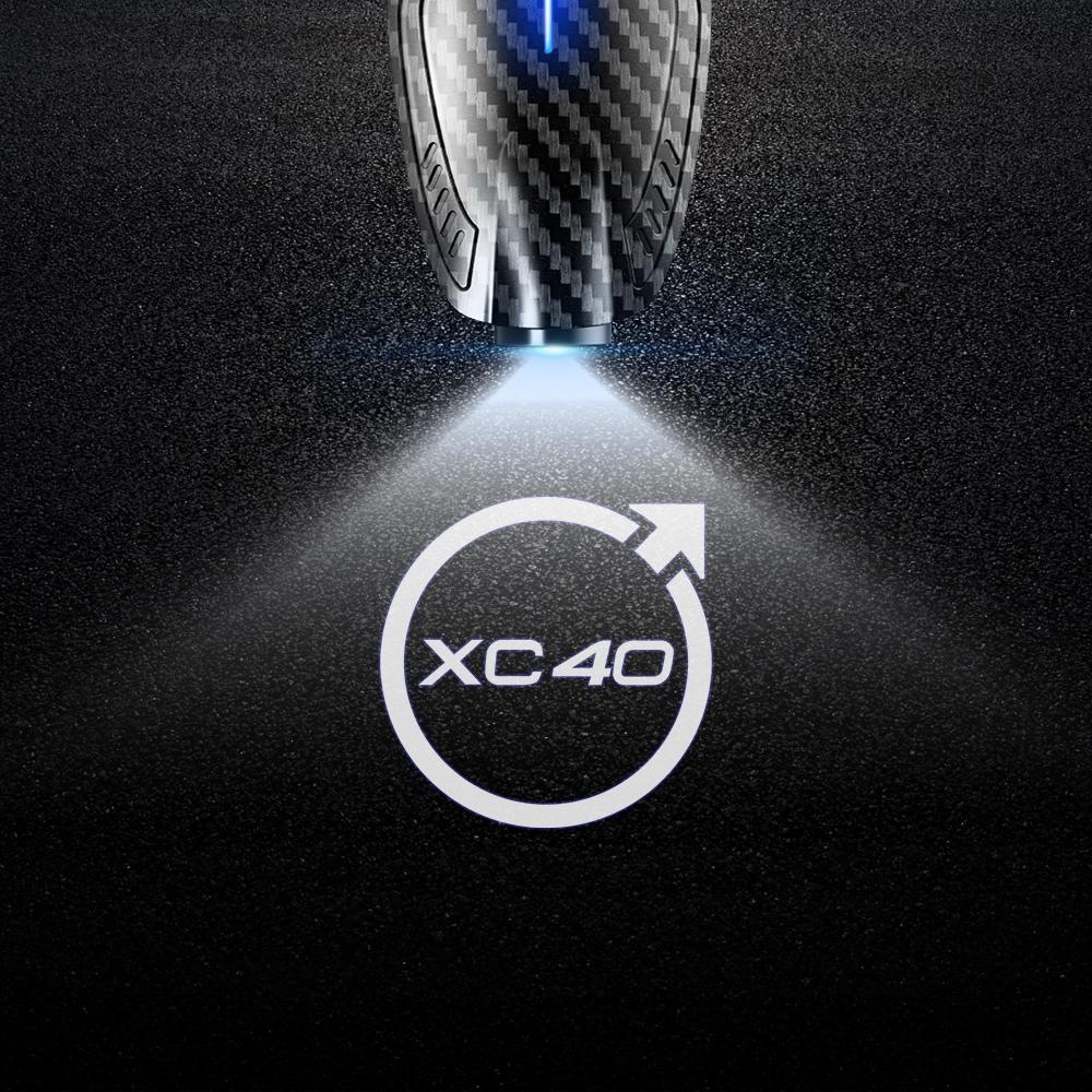 2pcs USB Rechargeable For Volvo XC60 XC90 XC40 XC70 Logo R Design Car Door HD LED Lamps Projector Courtesy Welcome Lights