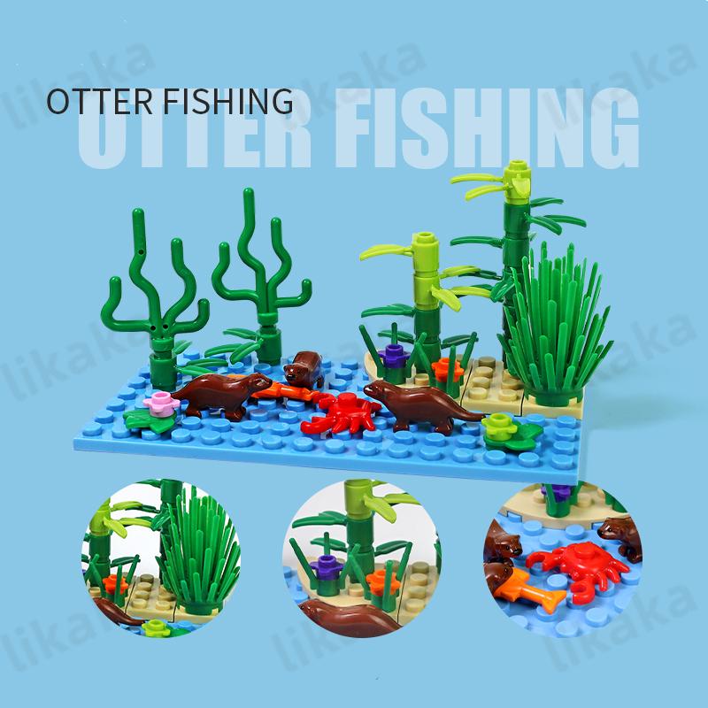 Городские фермерские животные, строительные блоки, природа, животные, рыба, выдра, MOC, подводный мир, рыба, дельфин, осьминог, набор, игрушки для детей, подарок