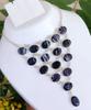 Trendy Banded Glass Gemstone 925 Sterling Silver Plated 18" Necklace FK-66