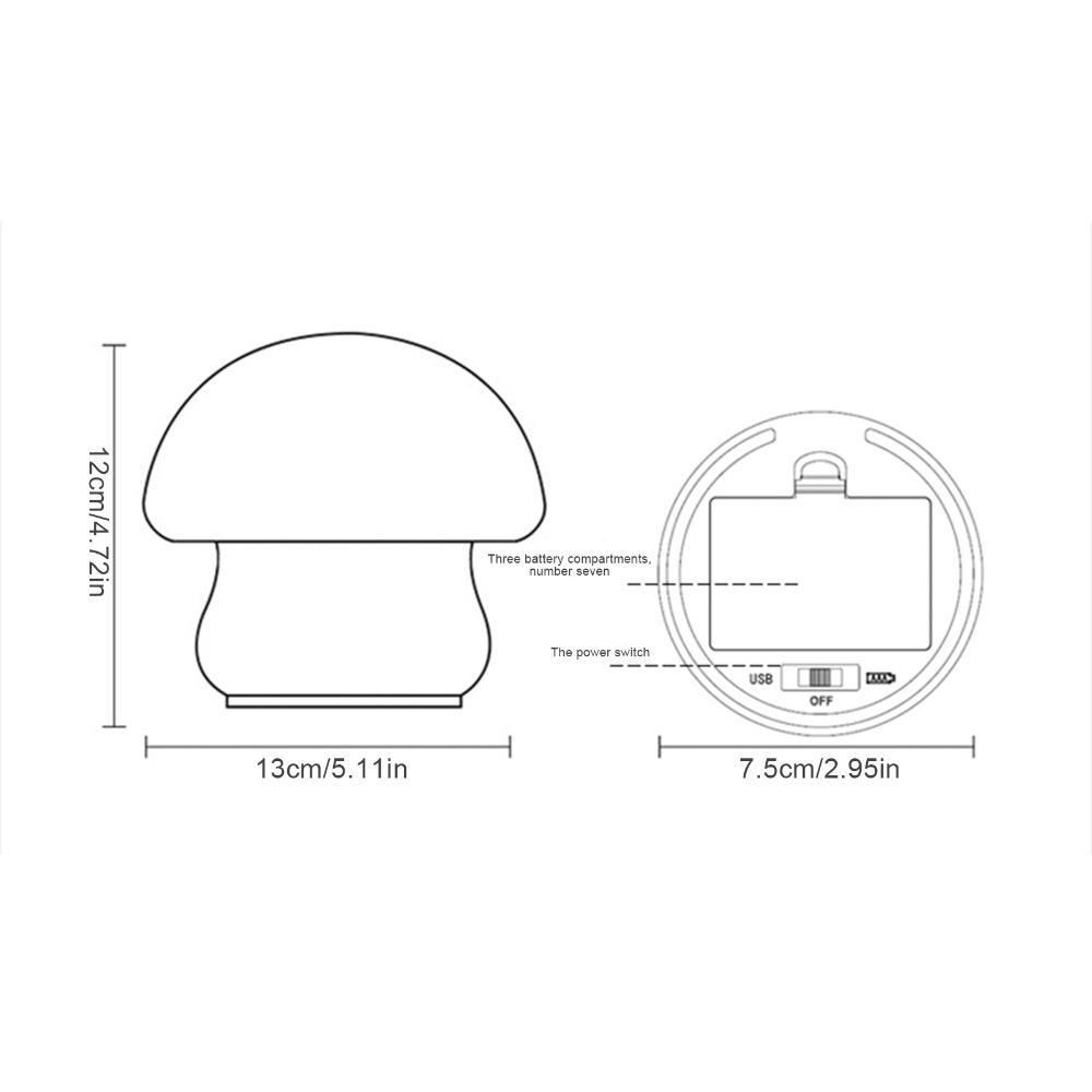 12.5 x 11.6cm Mushroom Nightlight Silicone Dimmable Nightlight Nighttime Feeding