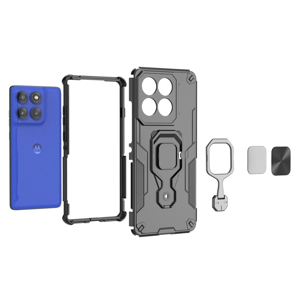 For Motorola Edge 60 Pro 5G Case Rotatable Ring Kickstand PC+TPU Shockproof Phone Cover