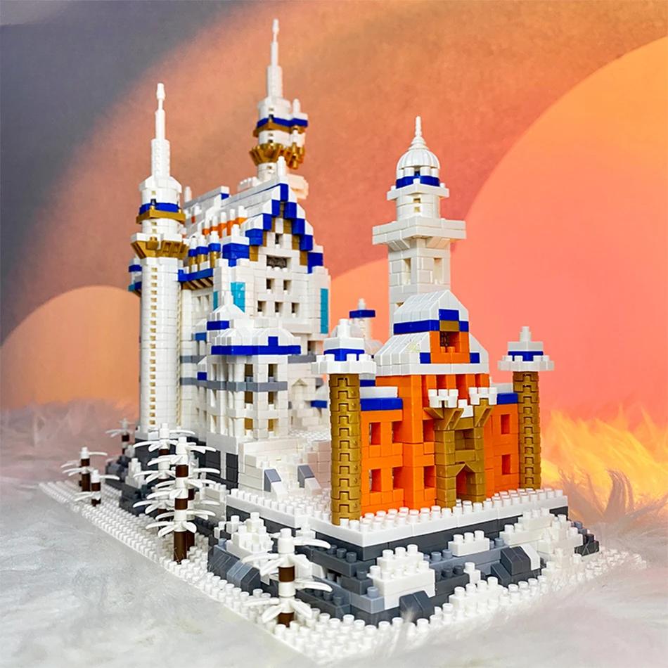 3000pcs Swan Stone Castle Architecture Model Micro Building Blocks City Street View Mini Diamond Bricks Children Toys
