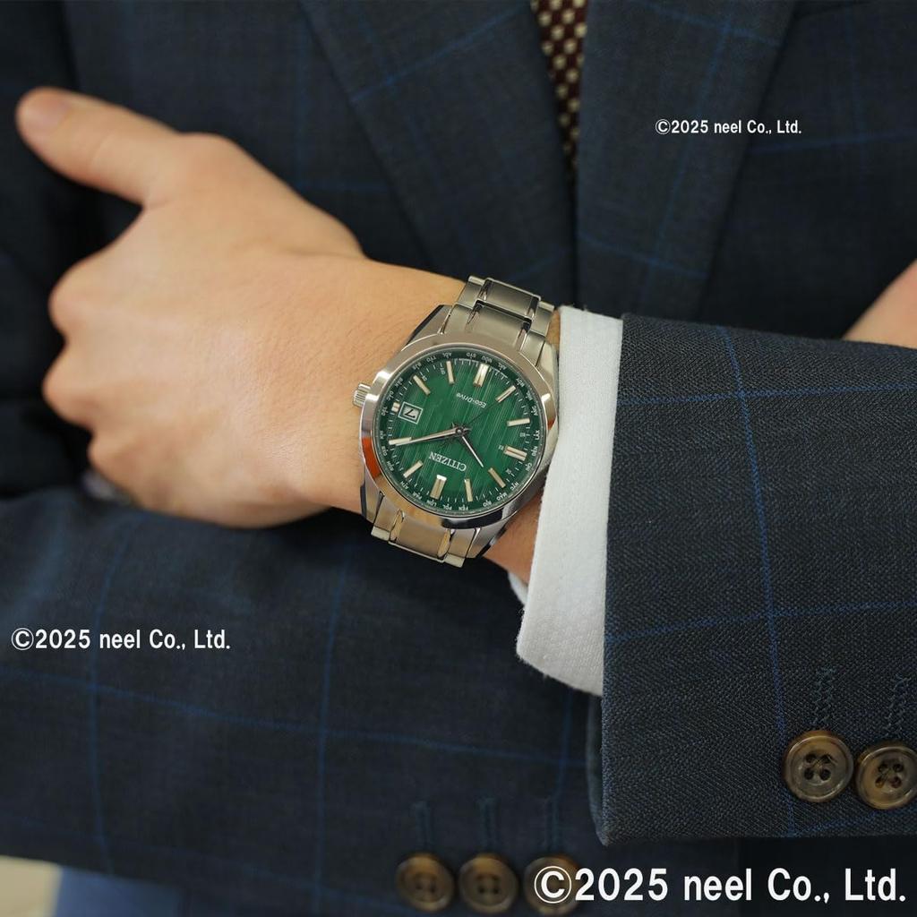 Citizen Серебряные CB0261-53W Мужские часы с питанием от света Eco-Drive с радиоконтролем, Водонепроницаемые, Зеленые,