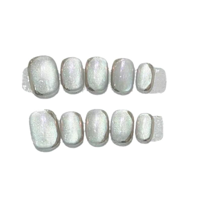 Wearing Armor Daily Short Handmade High-end Glass Bead Light Bulb Cat Eye Removable Fake Nail Plate