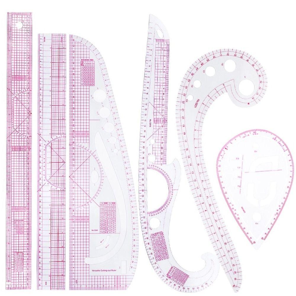 6pcs DIY Curve Ruler PVC Drawing Template Tool Kits Measure Tailor Ruler Sewing Accessories