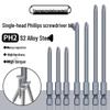 Strong Magnetic Phillips S2 Single Head Hex Shank Screwdriver Bit for Hand Drill - Super Hard, Small Head.
