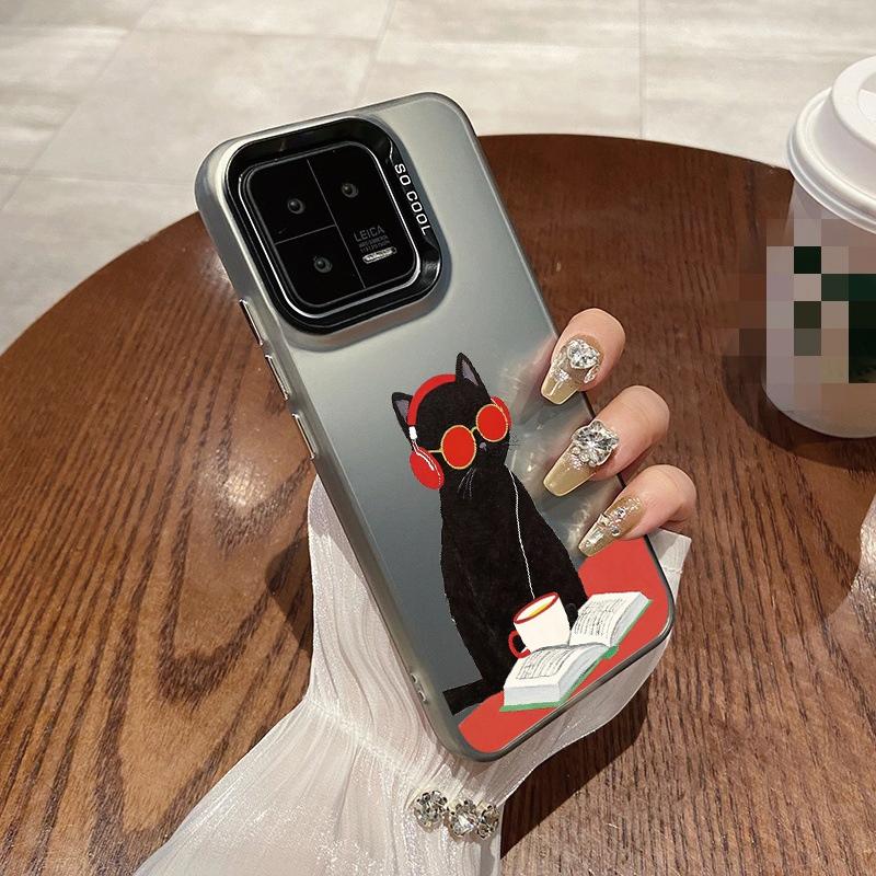 Черный чехол Cat для iPhone 16 Samsung A55 A35 A34 S24 FE Xiaomi Redmi Note 13 Pro 14C Huawei Honor 200 противоударный бампер для телефона с защитой от царапин