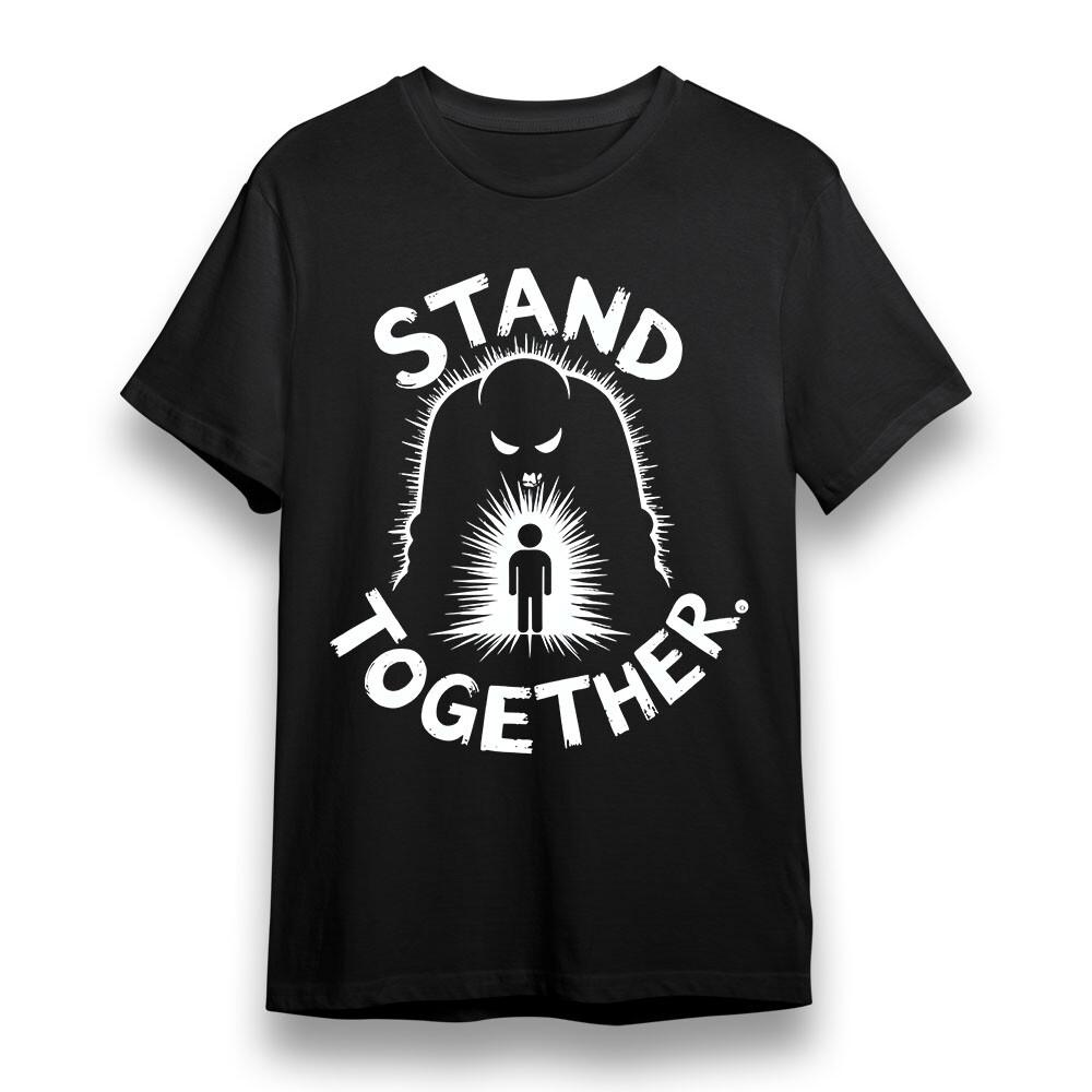 Мужская оверсайз футболка с принтом 'Stand Together' Унисекс Черная 100% Хлопок