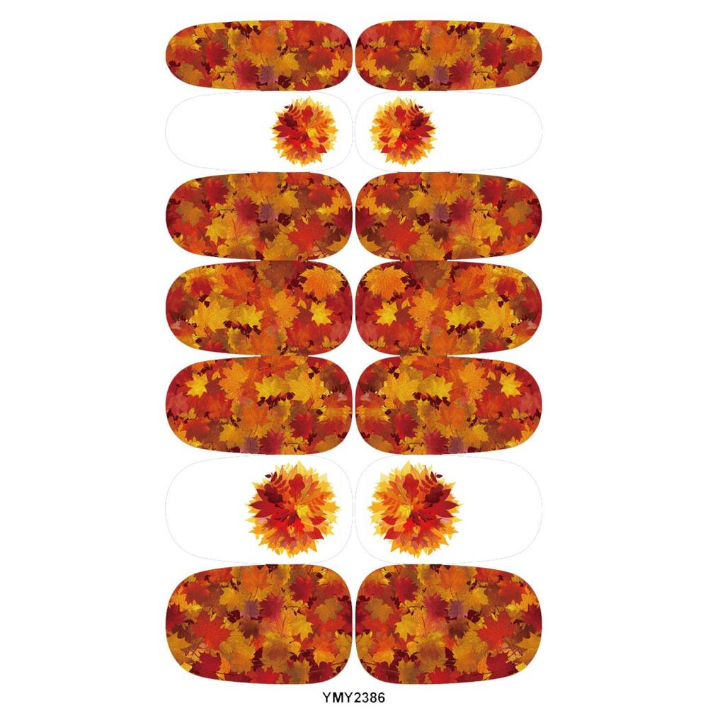 Autumn Maple Leaf & Plaid Waterproof Nail Art Stickers (YMY2380-2388)
