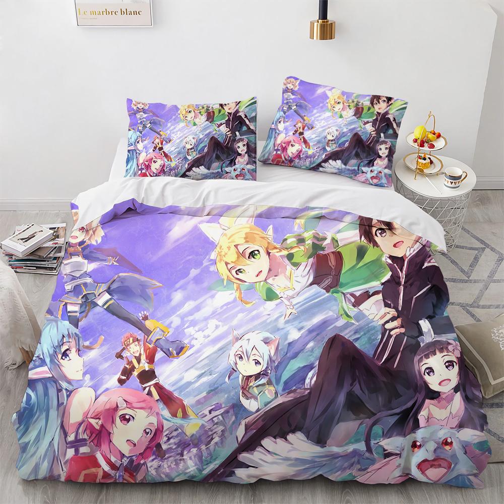 Постельное белье Sword Art Online Аниме Пододеяльники Кинг Квин Двуспальный Односпальный Размер Взрослые Дети Постельное белье Односпальный Двуспальный Размер Декор Дом