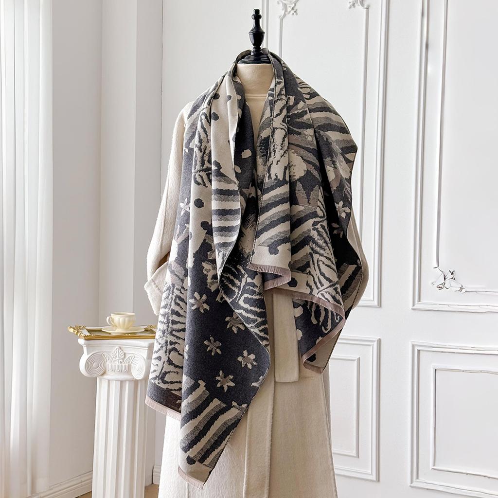 Женский утолщенный зимний шарф с леопардовым принтом и узором в горошек, двухсторонний, из искусственного кашемира, жаккардовый, шерстяной палантин-шаль для роскоши