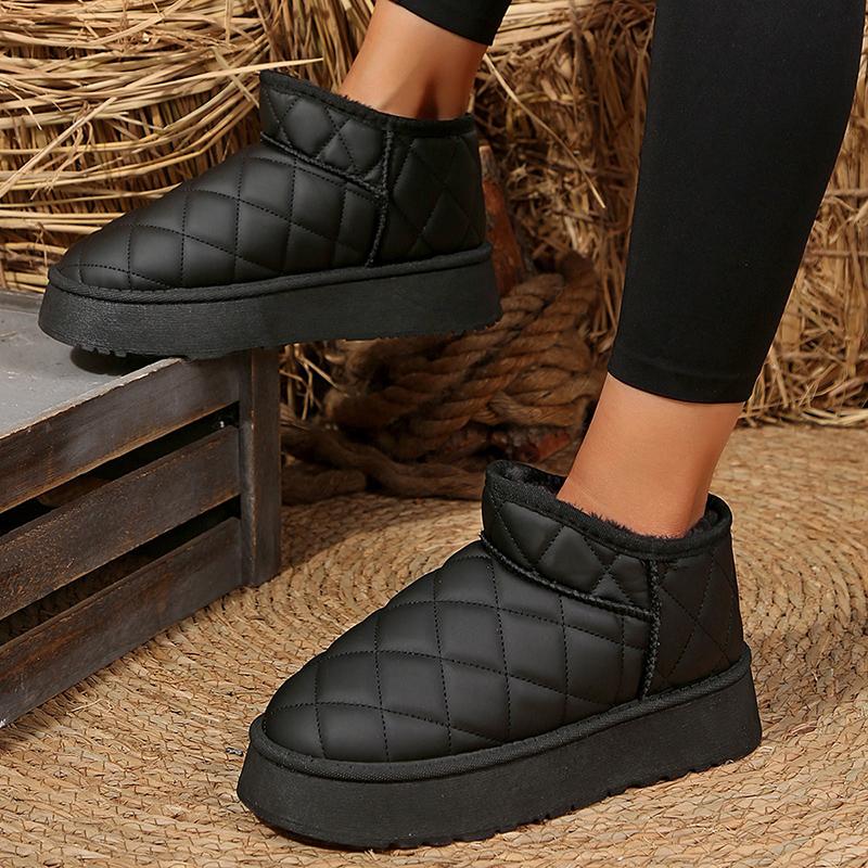 Зимние водонепроницаемые ботинки на платформе для снега для женщин 2024 года, нескользящие толстые плюшевые ботильоны для женщин, удобные ботинки с толстой подошвой и хлопковой подкладкой