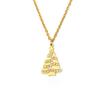 Gold-Plated Sugar Cube Christmas Tree Pendant Necklace with Zircon Inlay - Romantic Gift for Girlfriend