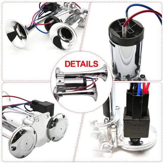 100% 12v Dual Trumpets Speaker 150db Car Electric Loud Horn Air Horn Siren Truck Boat Train Speaker For Car