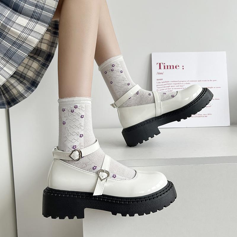 Туфли Лолиты на платформе, женские осенние тенденции, черные туфли из искусственной кожи с милой металлической пряжкой, лоферы Мэри Джейн для девочек, обувь для школьной формы