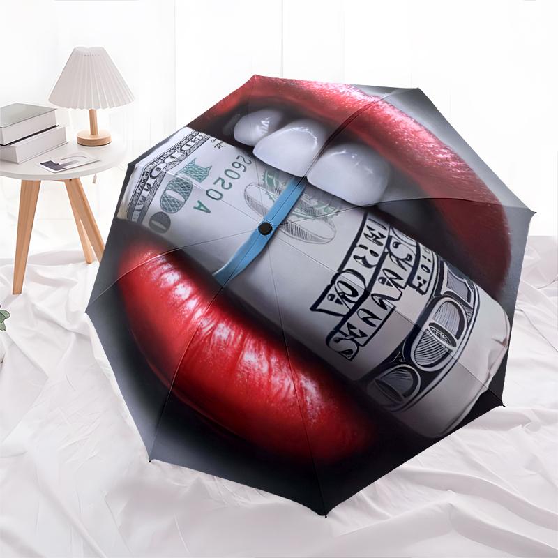 1PC lip theme Umbrella Portable Folding Umbrella Iron Frame Hole Bone Structure Outdoor Home Umbrella A22