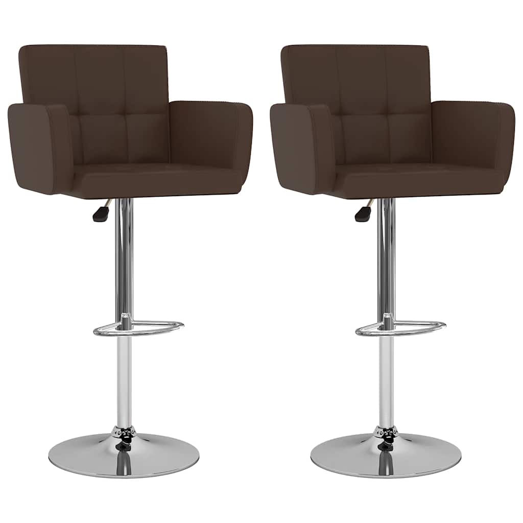 Bar Stool Set 2 pcs Brown Faux Leather