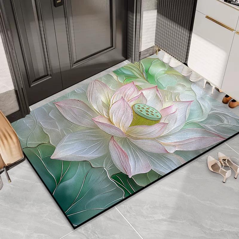 Коврик из шелка для двери Lotus, грязезащитный коврик для двери, стойкий к грязи, пылеудалению, может быть изготовлен на заказ
