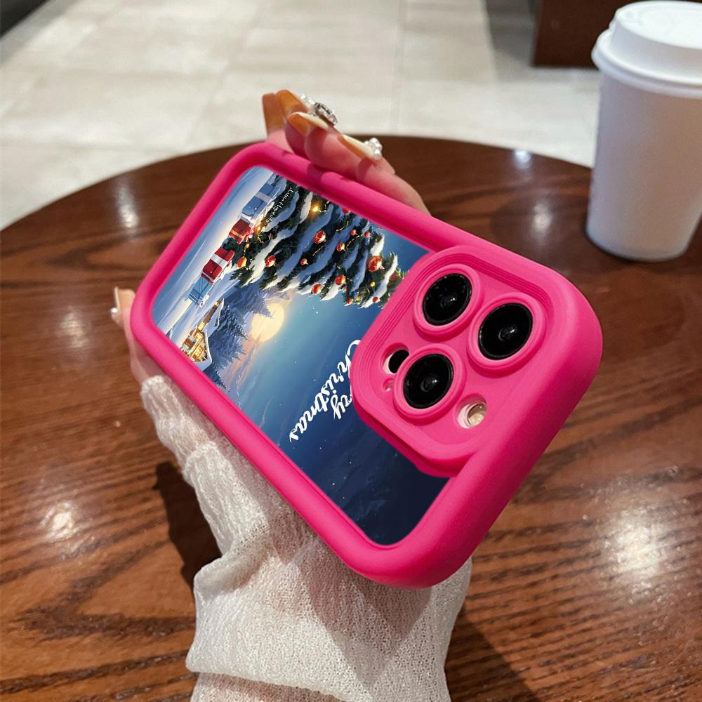 N110 С Новым годом, Рождеством, снеговиком, мягкие чехлы для телефонов с ангельскими глазками для iPhone 16, 15, 14, 13, 11 Pro Max, 8, 7 Plus, 12 mini, XR, XS Max, противоударный чехол