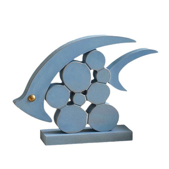 Decorative Wooden Fish Ornaments Hollow Design Coastal Style Fish Desktop Decoration Rustic Beach Style