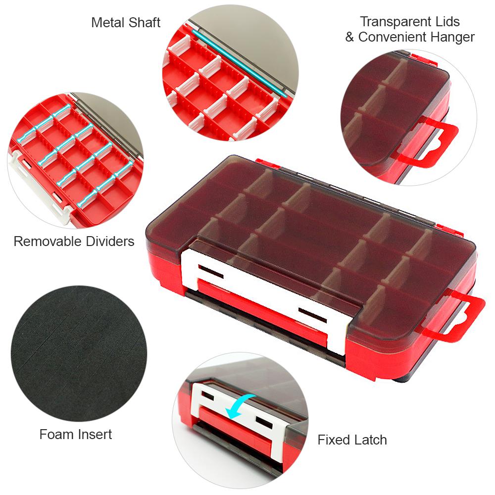 Double Sided Bait Box Lures Organizer Fishing Tackle Container
