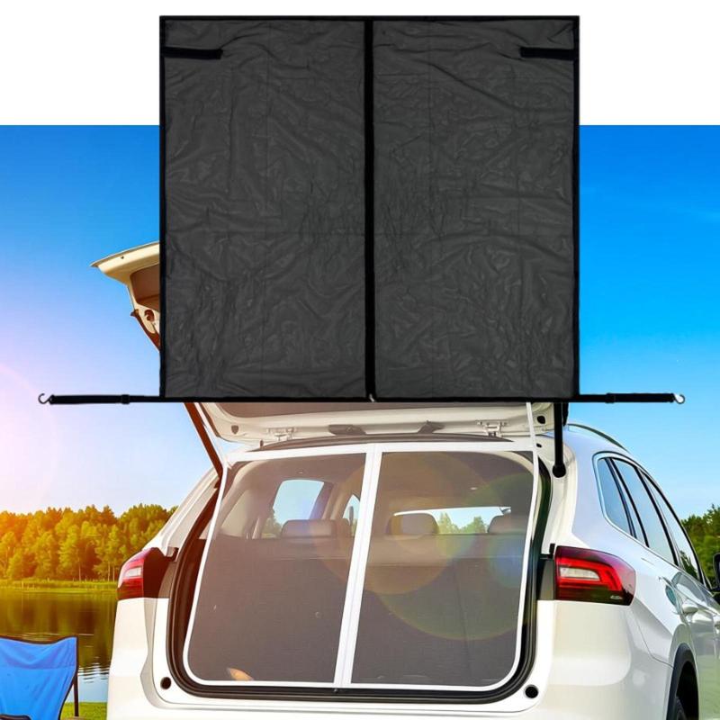 Car Tailgate Mesh Screen Large Portable Net Breathable Zippered Sunshade for SUV Camping and Picnic