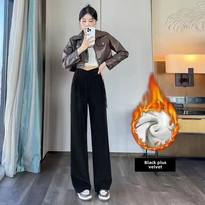 Широкие брюки Maillard 2023 из бархата с высокой талией на осень/зиму