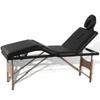 VidaXL Foldable Massage Table Black 4 Zones with Wooden Frame