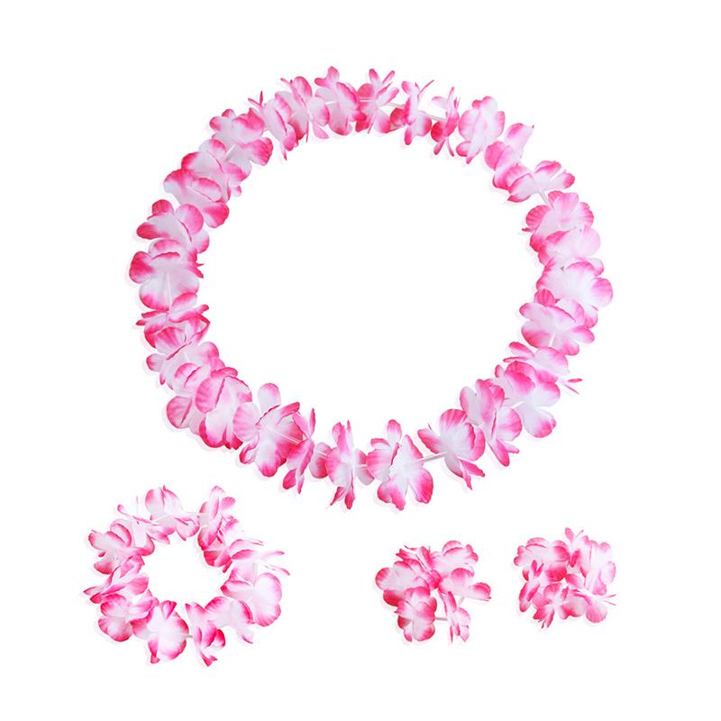 4 шт./набор Гавайские искусственные цветы Леи Ожерелье Гирлянда Повязка на голову Свадьба День рождения Пляж Тропическая вечеринка Украшение